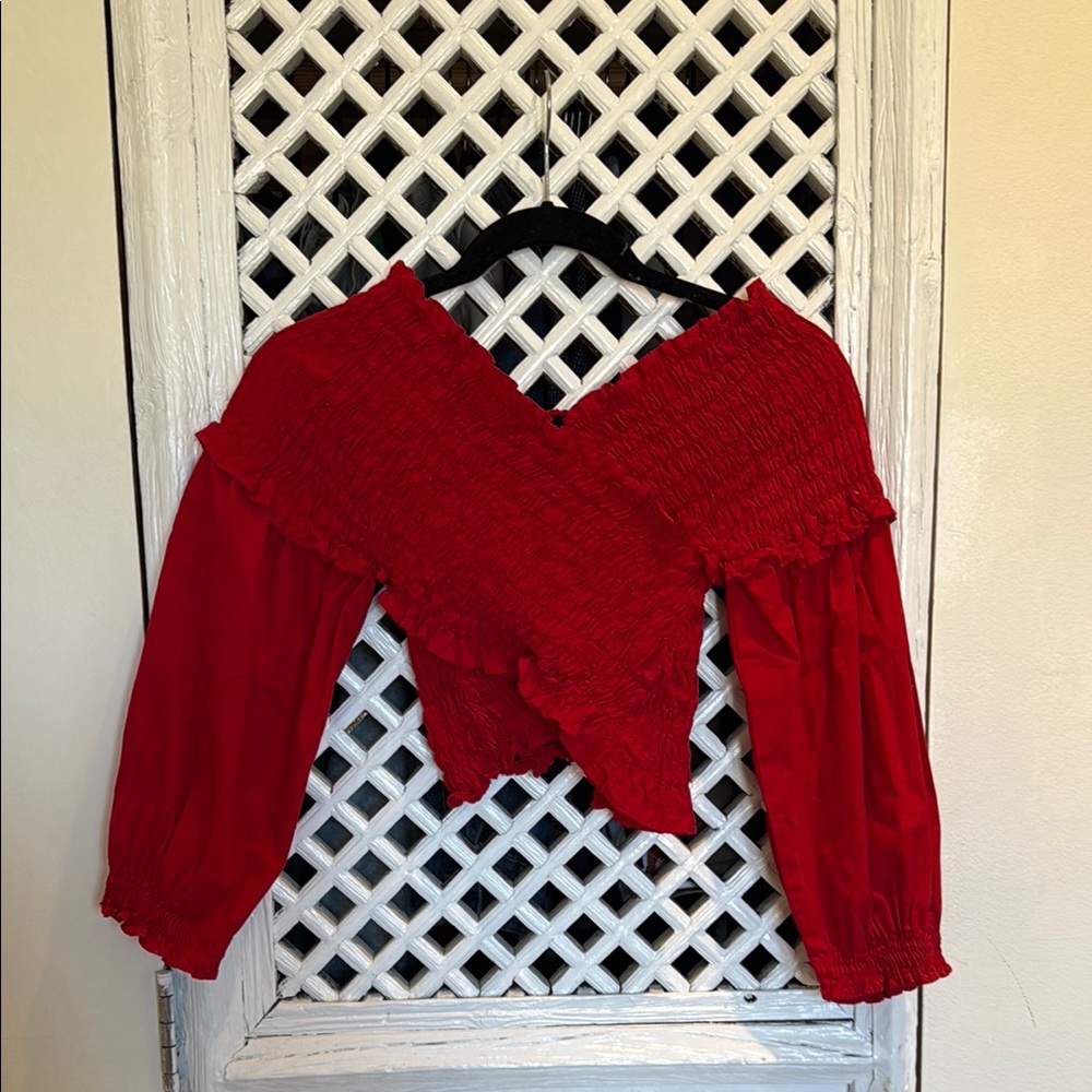 Zara Cropped Cross Ruffle Top